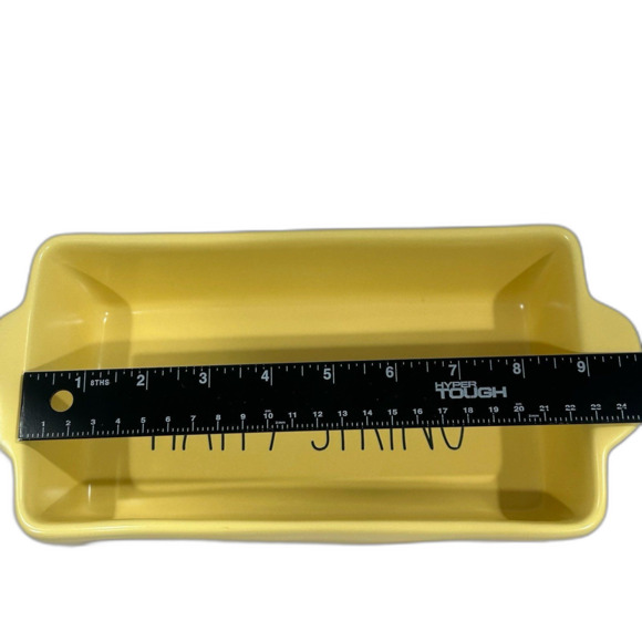 Rae Dunn Baking Dish HAPPY SPRING Yellow Artisan Collection by Magenta - Picture 9 of 12